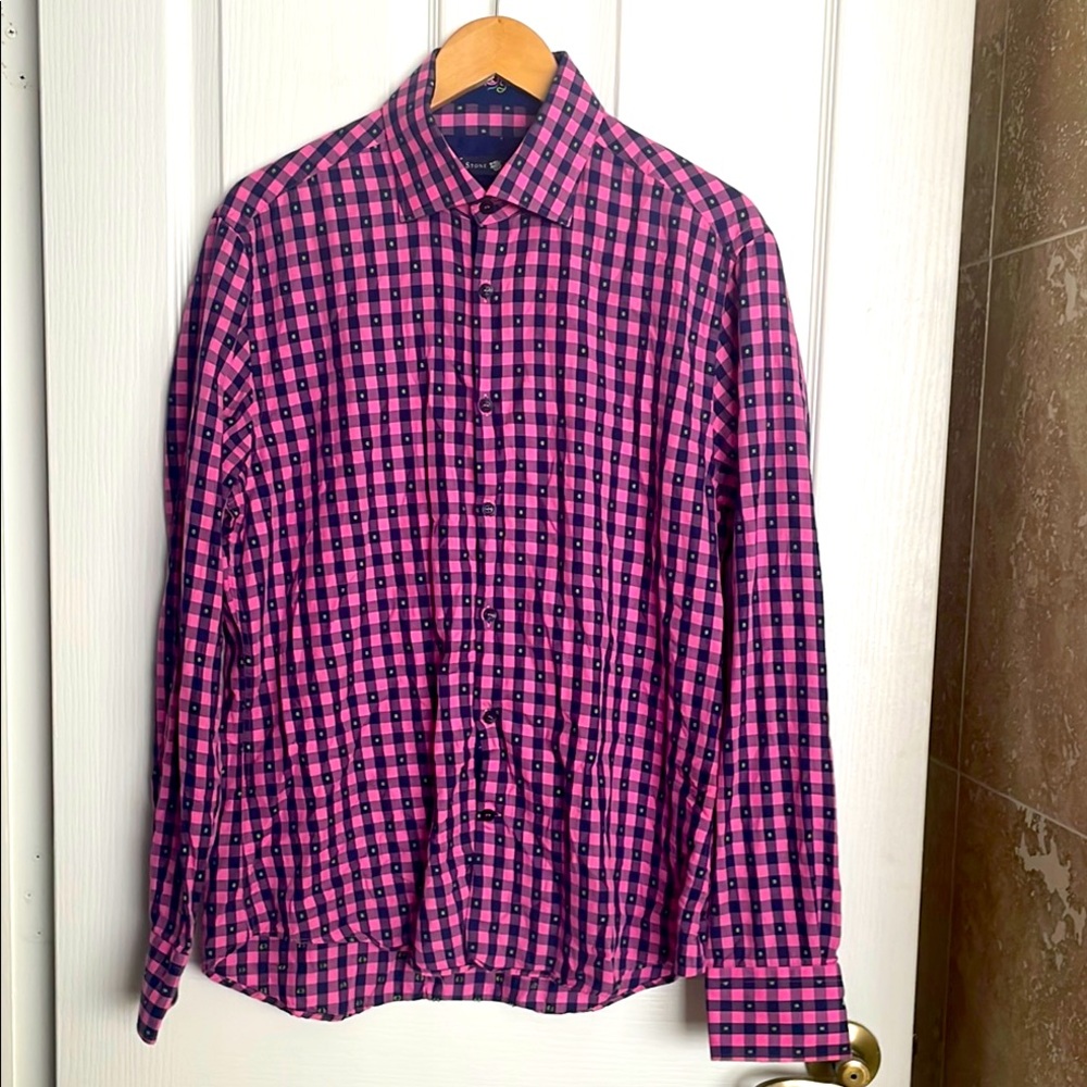 Stone Rose - Pink &!Navy Checkered Shirt